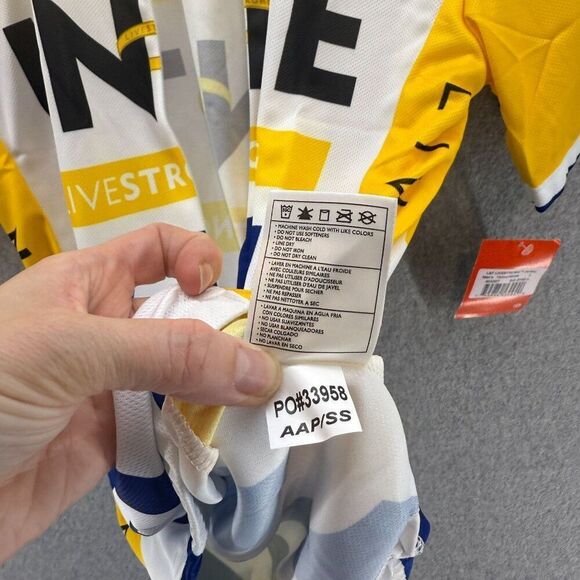 NWT Nike Livestrong‎ Unite Cycling Jersey Large Yellow White Bike Athletic Men's - Picture 7 of 12